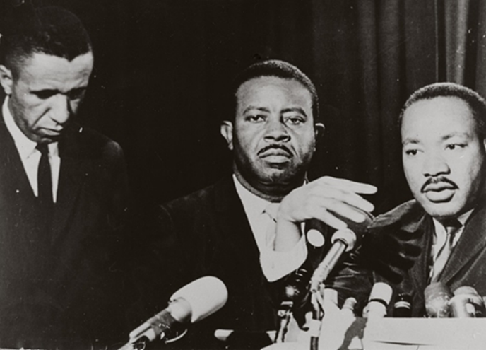 The press conference discussing a 1965 march